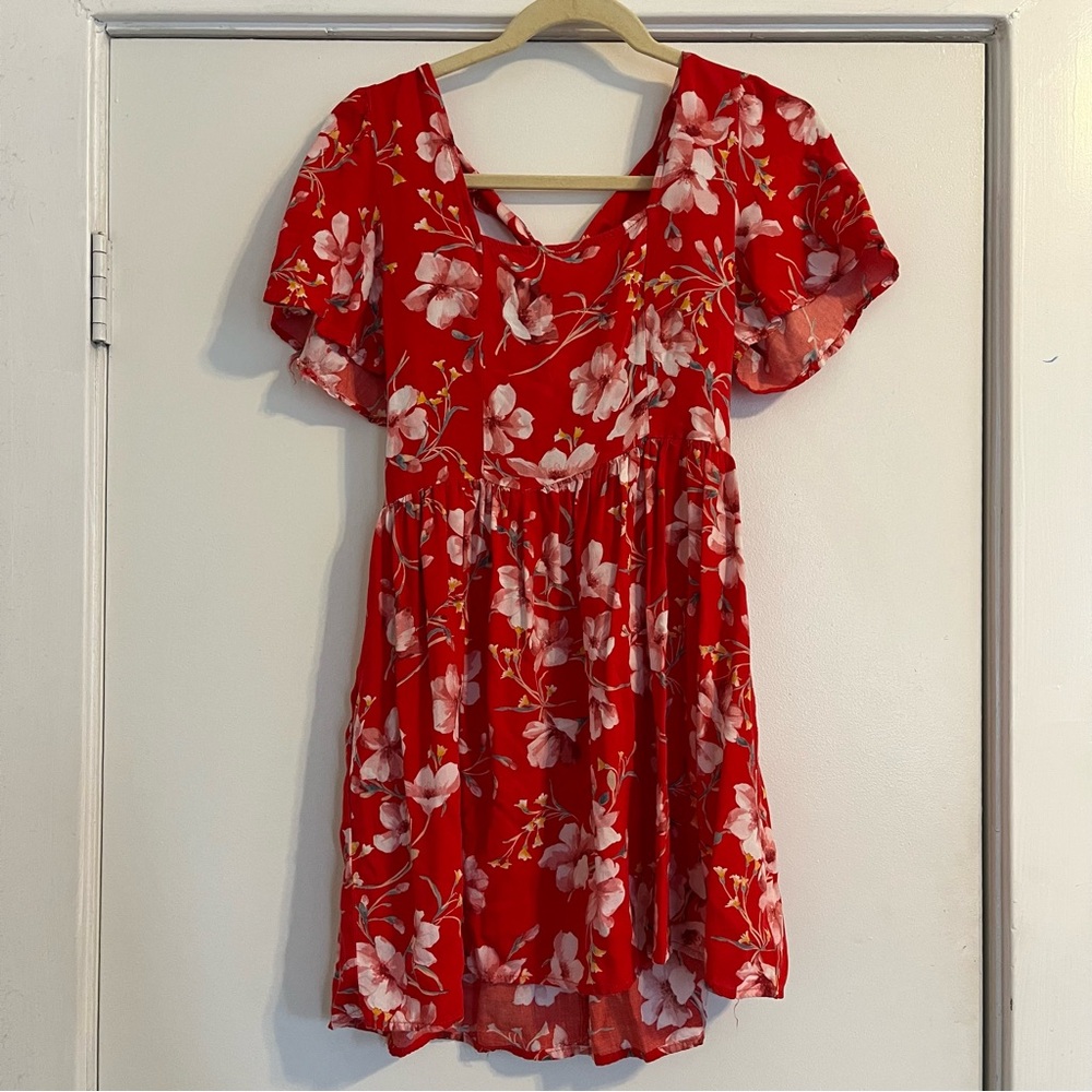 Band of Gypsies Red Floral Mini Dress